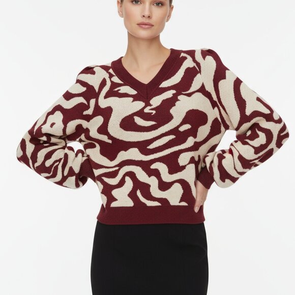 $360 NANUSHKA abstract Devon v-neck wool cashmere sweater L - Picture 1 of 8